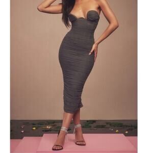 NWOT House of CB Cindy Ruched Strapless Dress Sz S